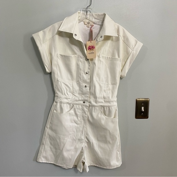 ENTRO faux leather romper small off white - Picture 2 of 6